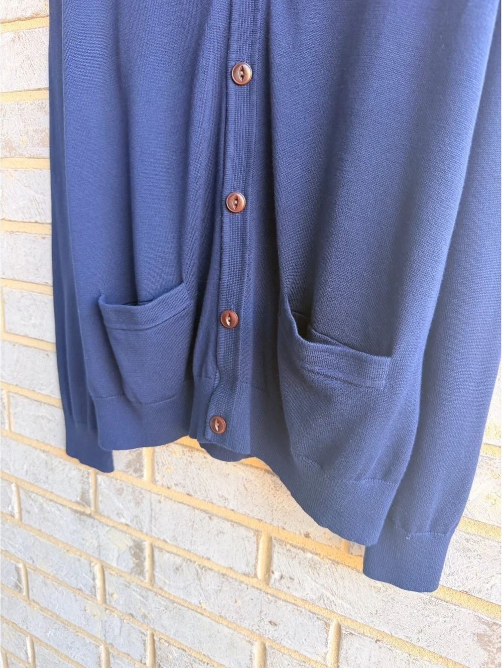 Lands’ End NWT Long Sleeve V-Neck Button Up Navy Blue Cardigan Sweater Size XL
